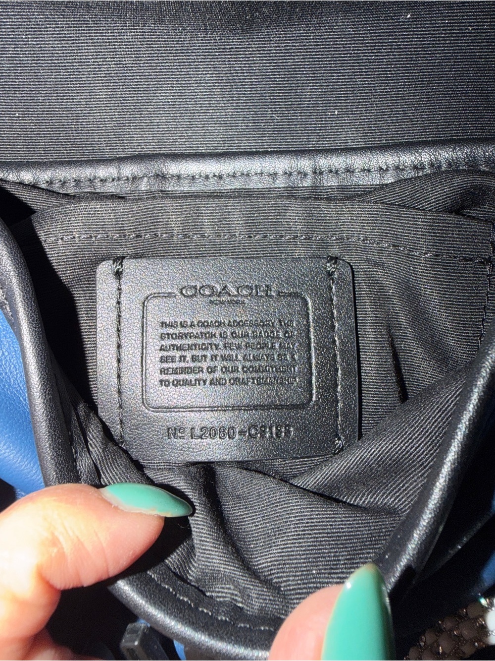 Coach Black Leather Men’s Crossbody with Blue Trim